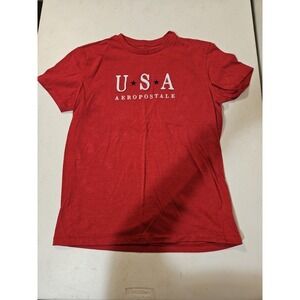Aeropostale Shirt Mens Medium USA Spell‎ Out Streetwear Red/white/blue (1374